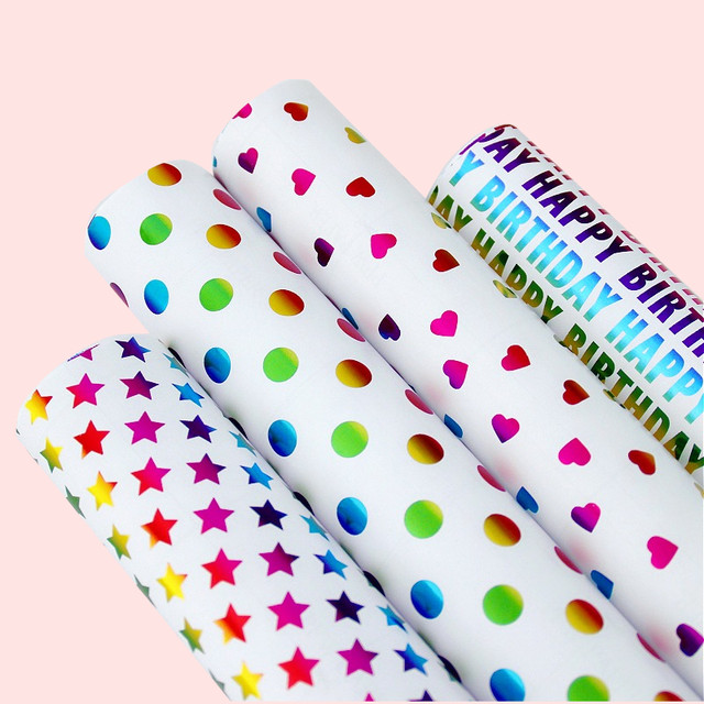 50x70cm Colorful Gift Wrapping Paper Roll for Wedding Kids Birthday Holiday  Baby Shower Gift Wrap Craft